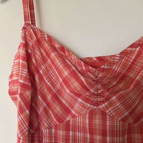 NWOT.  Ann Taylor Loft plaid short summer dress in a shade of peachy orange. - Picture 5 of 12